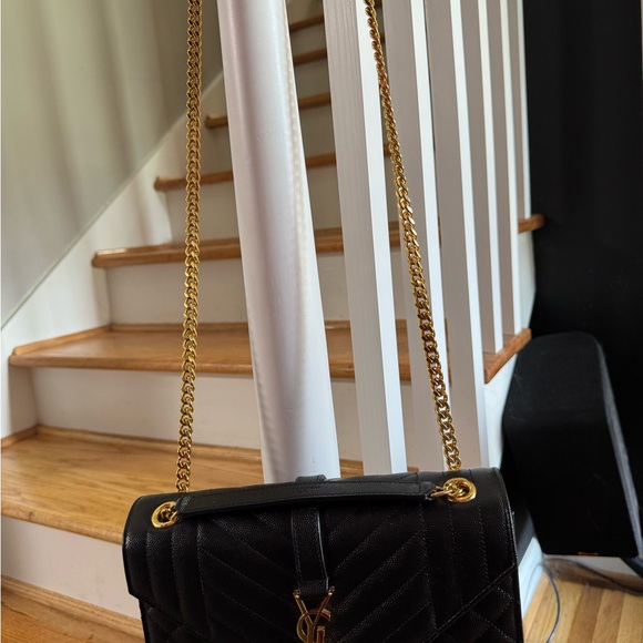 YSL SAINT LAURENT ENVELOPE SMALL QUILTED LEATHER CROSSBODY BAG - Picture 13 of 13